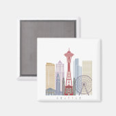Seattle Vintage Poster Magnet (Vorderseite/Rückseite)