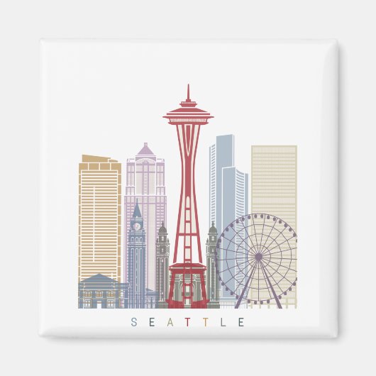 Seattle Vintage Poster Magnet (Vorne)