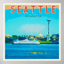 Seattle Vintage Travel Retro Fotografie Poster