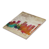 Seattle, WA | Aquarell-Stadt-Skyline Fliese (Seite)