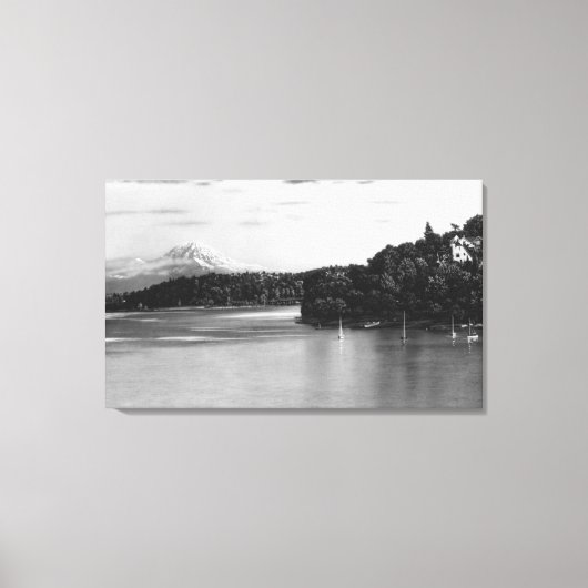 Seattle, WA Lake Washington View und Rainier Leinwanddruck (Vorderseite)