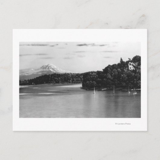 Seattle, WA Lake Washington View und Rainier Postkarte (Vorderseite)