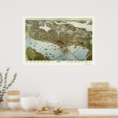 Seattle, WA Panorama Karte - 1891 Poster (Küche)