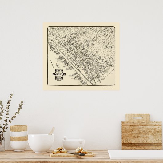 Seattle, WA Panoramic Map - 1903 Poster (Küche)