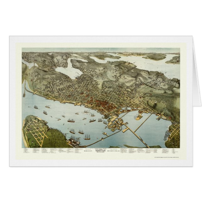 Seattle, WA panoramische Karte - 1891 (Vorderseite (Horizontal))