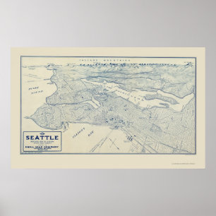 Seattle, WA panoramische Karte - 1925 Poster
