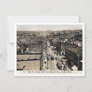 Seattle WA Pike St View, 1910er Vintag Inspiriert Postkarte