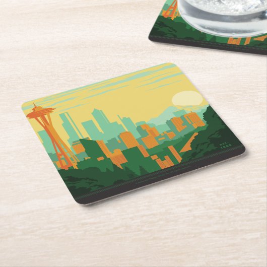 Seattle, WA Rechteckiger Pappuntersetzer (angewinkelt)