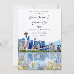 Seattle Wa Skyline Stadtbild Hochzeit Einladung
