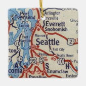 Seattle WA Vintag Map Keramikornament (Vorderseite)