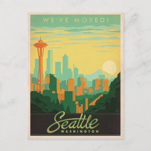 Seattle, WA Wir haben uns bewegt Einladungspostkarte