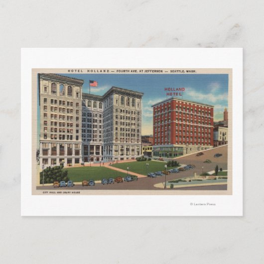 Seattle, WAHotel Holland & Municipal Bldgs Postkarte (Vorderseite)