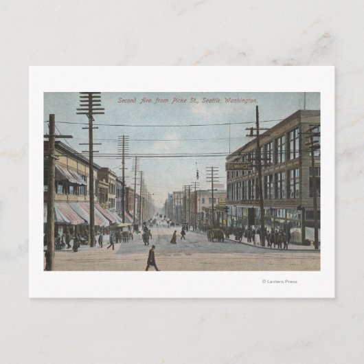 Seattle, WAS2ond Avenue von der Pike Street Postkarte (Vorderseite)