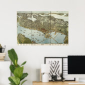 Seattle Washington 1891 Antike Panoramakarte Poster (Heimbüro)