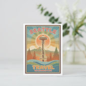 Seattle, Washington AI-generierte psychedelische R Postkarte (Stehend Vorderseite)