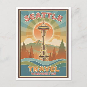 Seattle, Washington AI-generierte psychedelische R Postkarte
