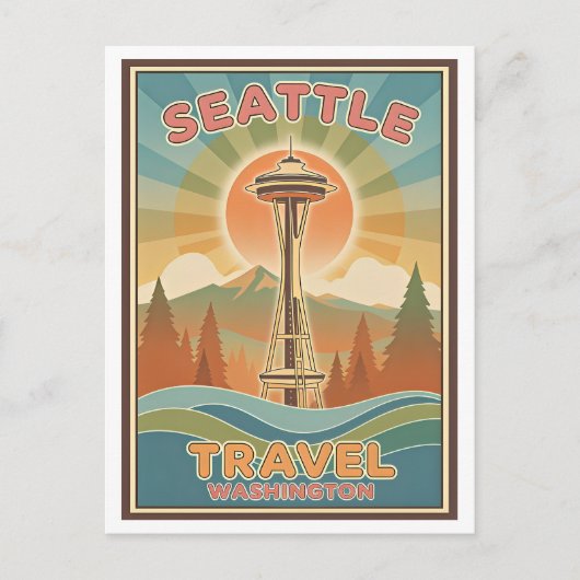Seattle, Washington AI-generierte psychedelische R Postkarte (Vorderseite)