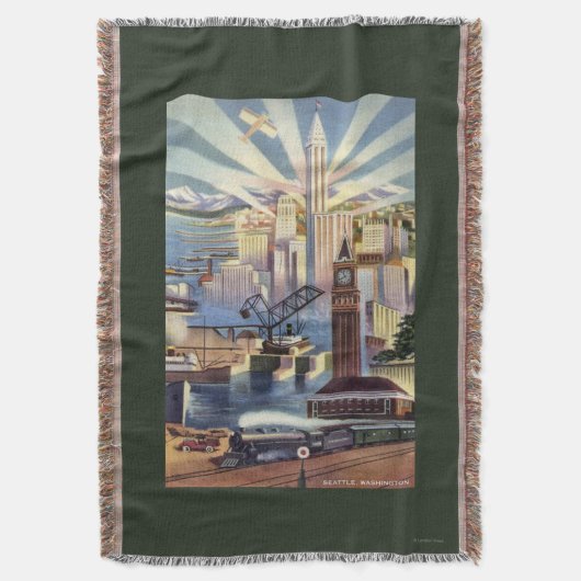 Seattle, Washington - Ansicht des Stadtzentrums Decke (Vorderseite Vertikal)