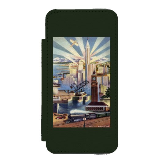 Seattle, Washington - Ansicht des Stadtzentrums Incipio iPhone Geldbeutel-Hülle (Folio Vorderseite)