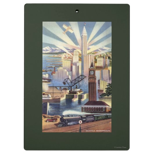 Seattle, Washington - Ansicht des Stadtzentrums Klemmbrett (Rückseite)