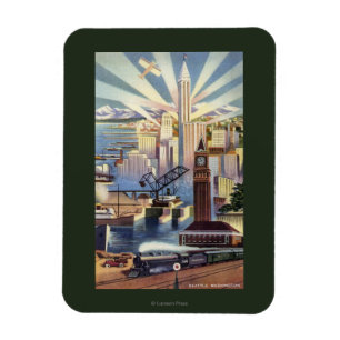 Seattle, Washington - Ansicht des Stadtzentrums Magnet