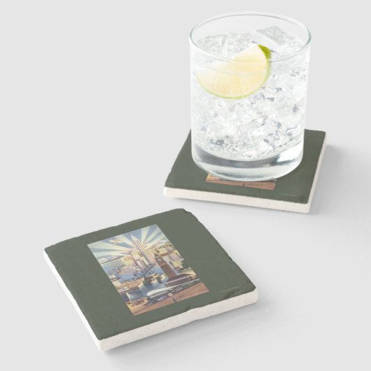 Seattle, Washington - Ansicht des Stadtzentrums Steinuntersetzer (Seitenansicht)