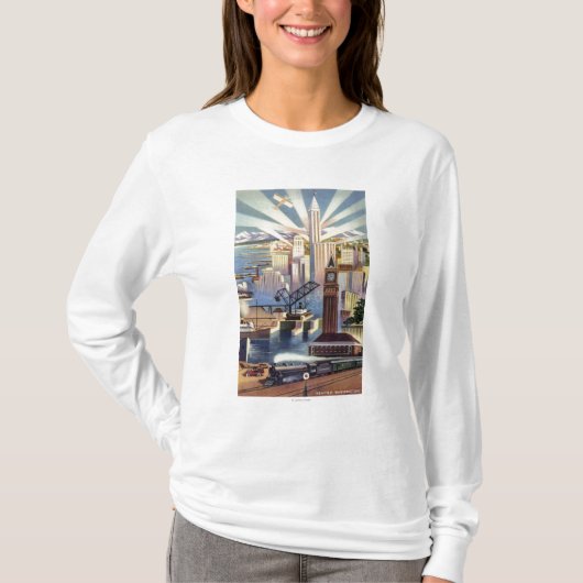 Seattle, Washington - Ansicht des Stadtzentrums T-Shirt (Vorderseite)