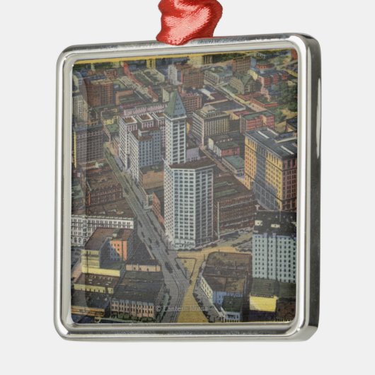 Seattle, Washington - Antenne des Smiths Silbernes Ornament (Links)
