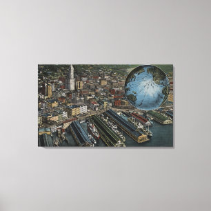 Seattle, Washington - Antenne von Seattle Leinwanddruck
