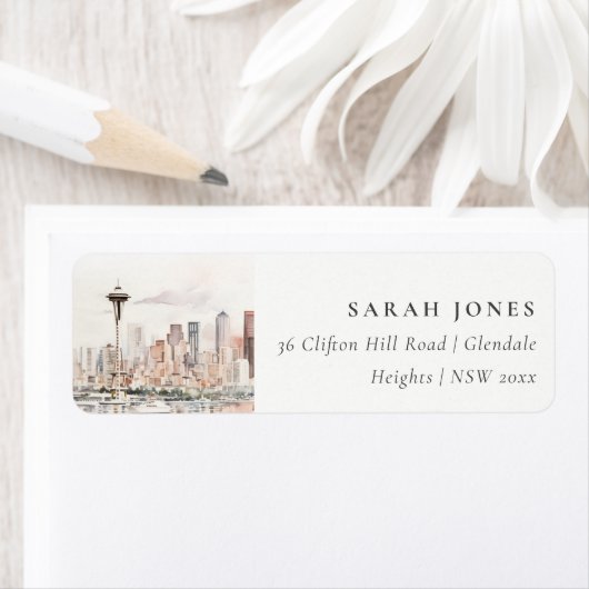 Seattle, Washington Aquarell-Landschaft Adresse (Insitu)