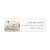 Seattle, Washington Aquarell-Landschaft Adresse (Vorne)