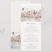 Seattle Washington Aquarell-Landschaft Hochzeitsme Einladung (Vorne/Hinten)