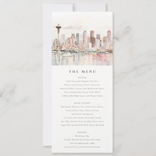 Seattle Washington Aquarell-Landschaft Hochzeitsme Einladung (Vorderseite)