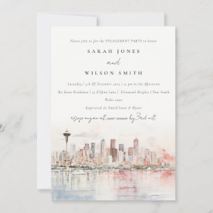 Seattle Washington Aquarell-Landschaft Verlobung Einladung