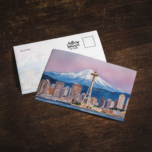 Seattle Washington Aquarell Postkarte