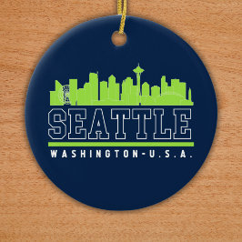 Seattle Washington Beautiful Skyline City Keramik Ornament