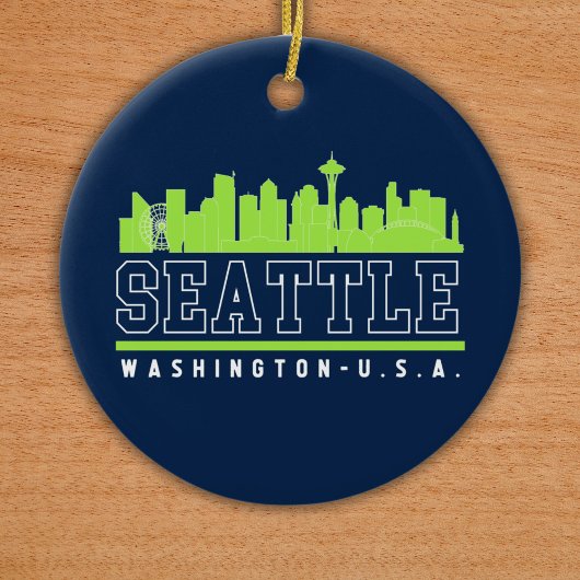 Seattle Washington Beautiful Skyline City Keramik Ornament