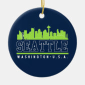 Seattle Washington Beautiful Skyline City Keramik Ornament (Vorne)