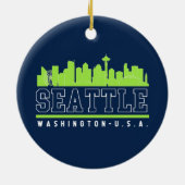 Seattle Washington Beautiful Skyline City Keramik Ornament (Hinten)