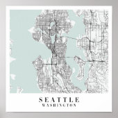 Seattle Washington Blue Water Street Map Poster (Vorne)