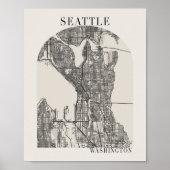 Seattle Washington Boho Arch Beige Street Map Poster (Vorne)