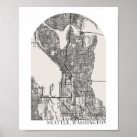 Seattle Washington Boho Minimal Arch Street Map