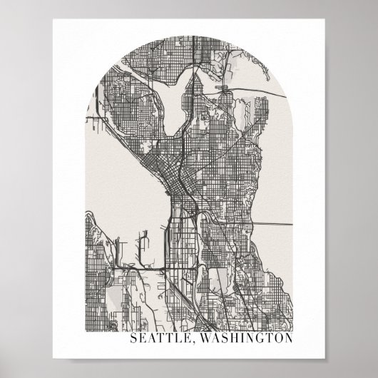 Seattle Washington Boho Minimal Arch Street Map Poster (Vorne)