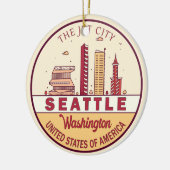 Seattle Washington City Skyline Emblem Keramik Ornament (Links)