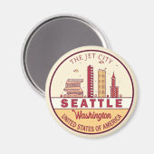 Seattle Washington City Skyline Emblem Magnet (Vorderseite/Rückseite)