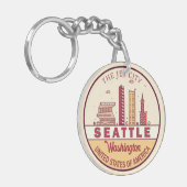 Seattle Washington City Skyline Emblem Schlüsselanhänger (Vorderseite links)