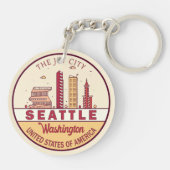 Seattle Washington City Skyline Emblem Schlüsselanhänger (Rückseite)