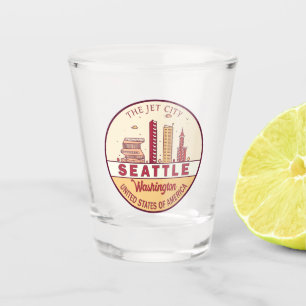 Seattle Washington City Skyline Emblem Schnapsglas