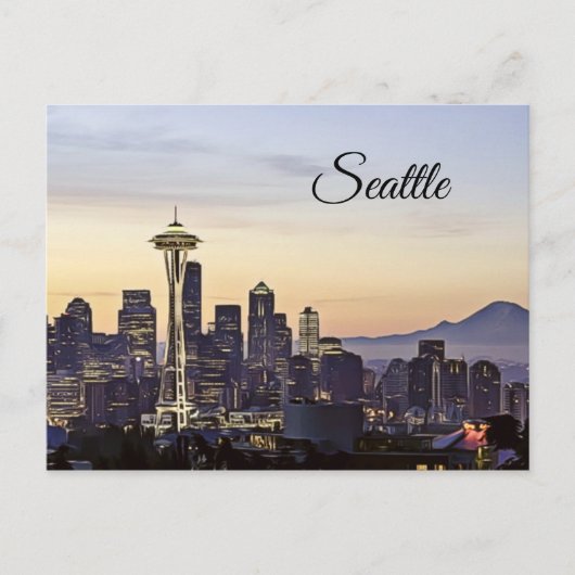 Seattle Washington City Skyline Postcard Postkarte (Vorderseite)