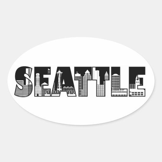 Seattle Washington City Skyline Silhouette Sticker (Vorderseite)